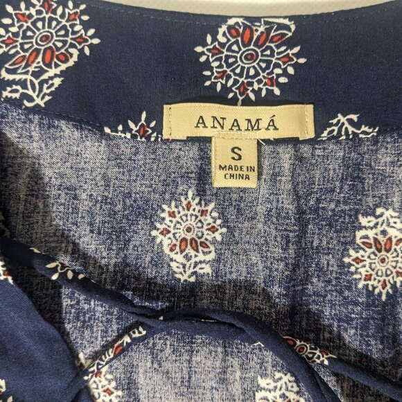 USED - Size S Womens ANAMA Short Sleeve Dress Viscose Navy - Picture 5 of 7